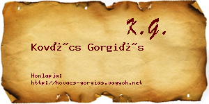 Kovács Gorgiás névjegykártya